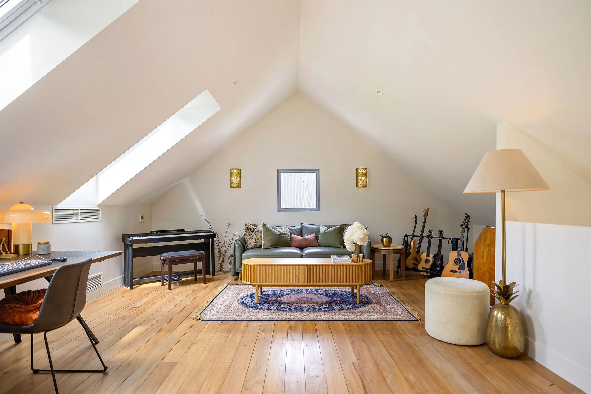 The loft space lounge at Peregine Ridge, a Gibbston Valley home built by Diemarco Builders Queenstown.