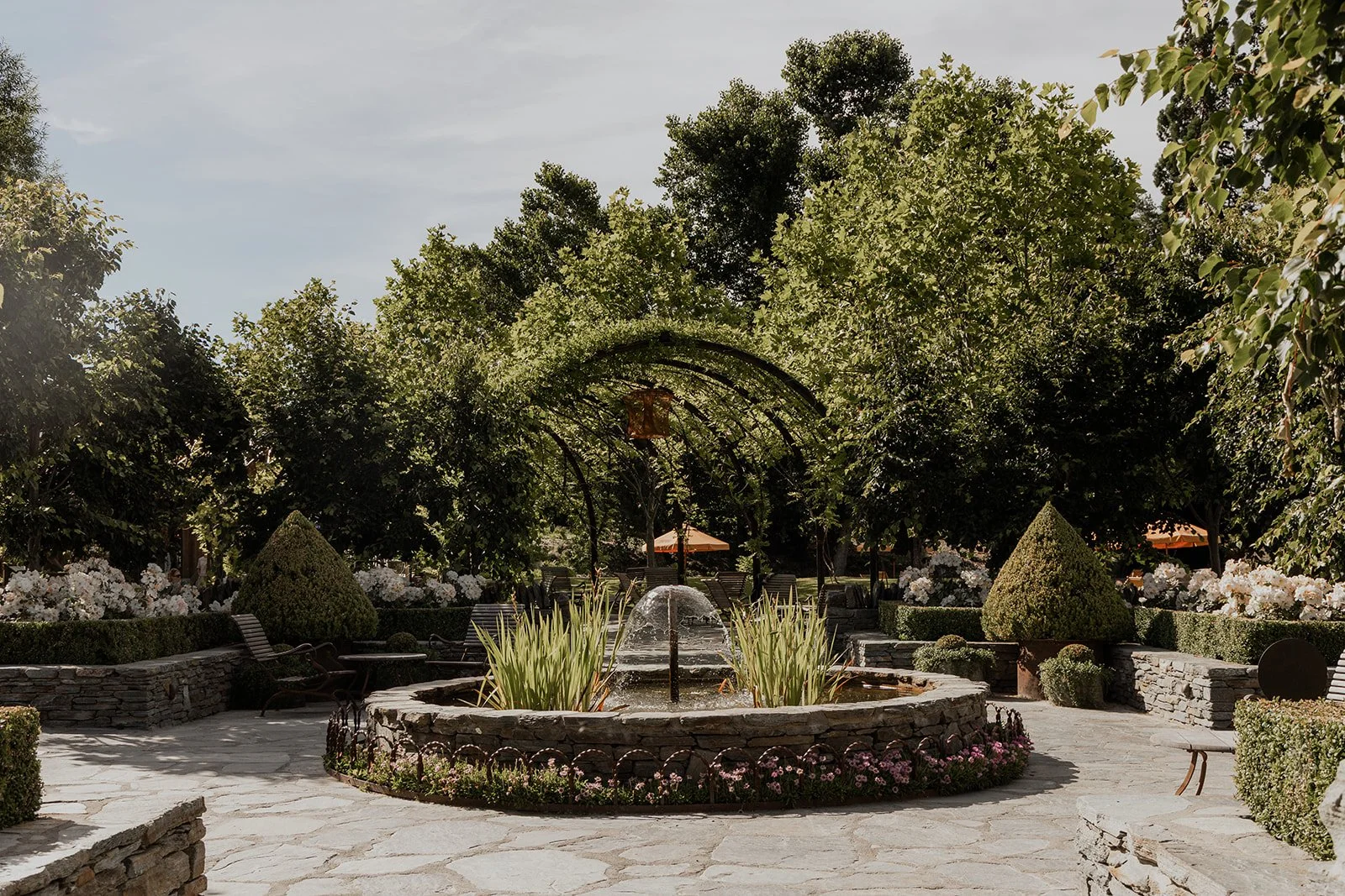 Feature water fountain at Ayrburn built by Diemarco Builders Queenstown.