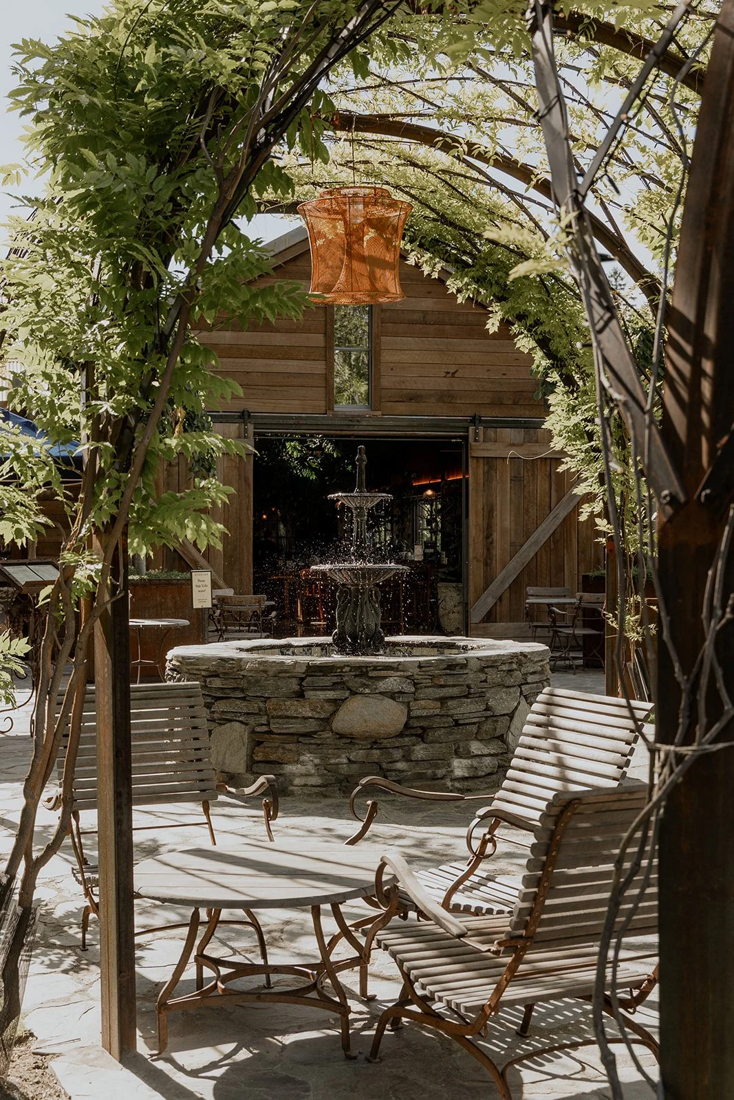 Feature water fountain at Ayrburn built by Diemarco Builders Queenstown.