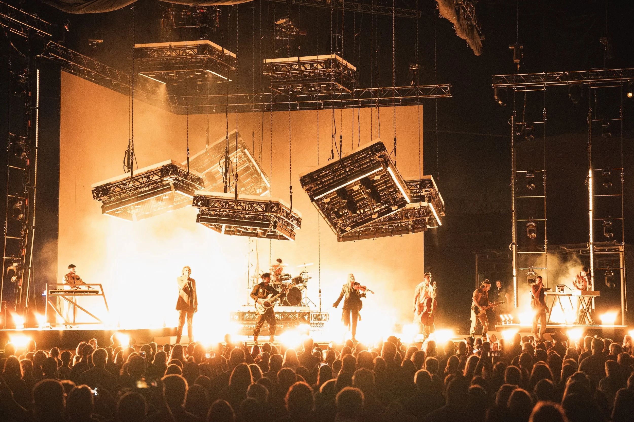 Live concert with a band performing onstage in Kalispell, Montana in the Flathead Valley