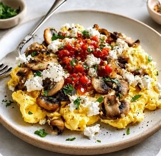 MUSHROOM SCRAMBLE - CALORIES:365 / P:37g F:20g C:10g