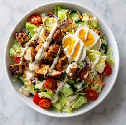 CHICKEN CAESAR SALAD - CALORIES:400 / P:47g F:16g C:18g