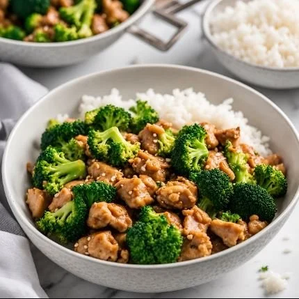 CHICKEN &amp; BROCCOLI STIR FRY - CALORIES:600 / P:43g F:21g C:63g