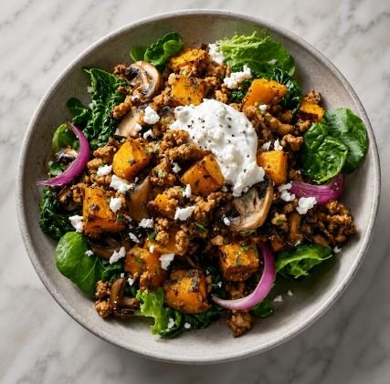 TURKEY &amp; PUMPKIN BOWL - CALORIES:385 / P:40g F:14g C:30g