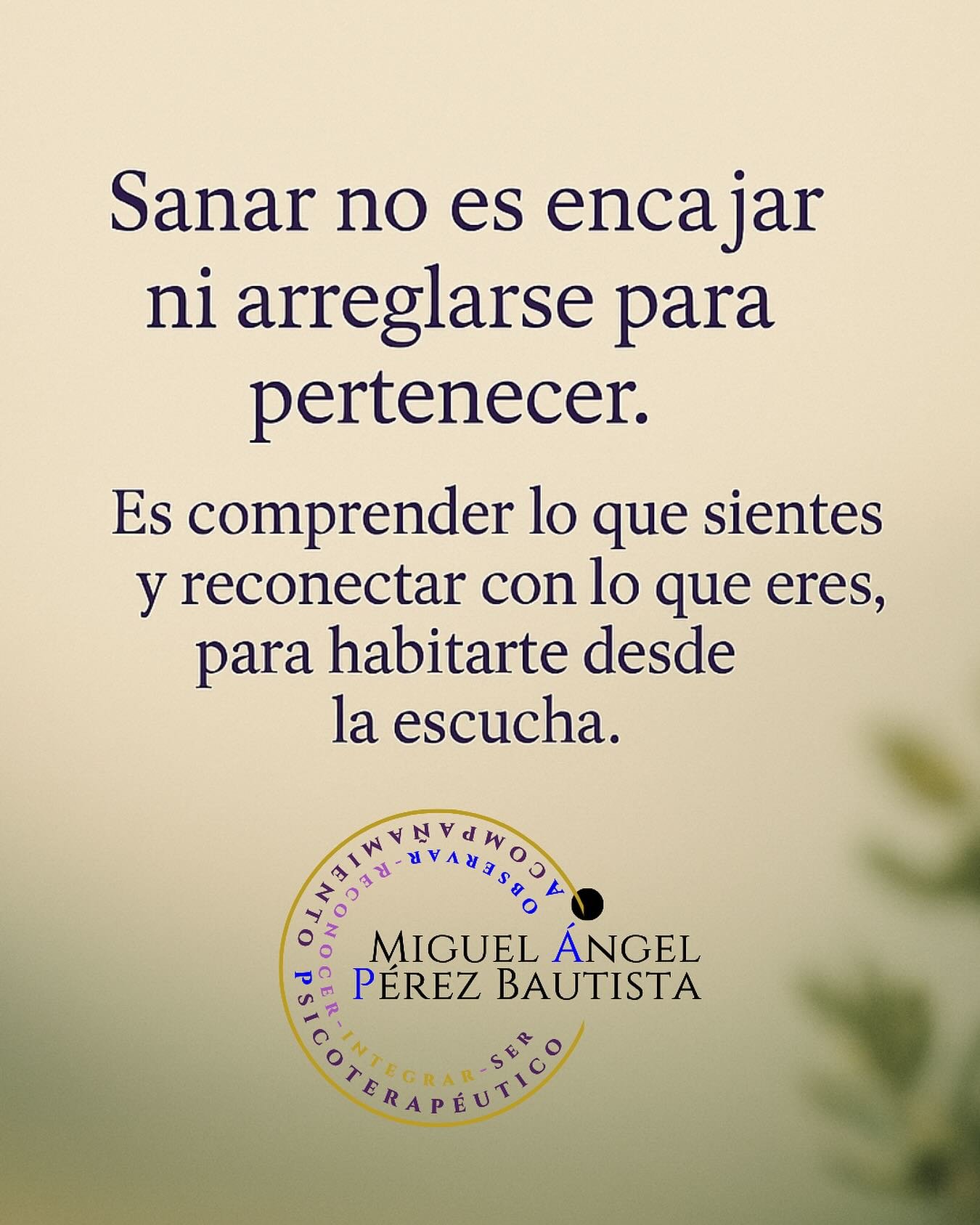 Sanar no siempre se trata de arreglarse para volver a funcionar. A veces, se trata de escucharse profundamente, sin exigencias, y volver a habitarse desde la honestidad.

No doy etiquetas. No aplico diagn&oacute;sticos.
Acompa&ntilde;o con presencia,