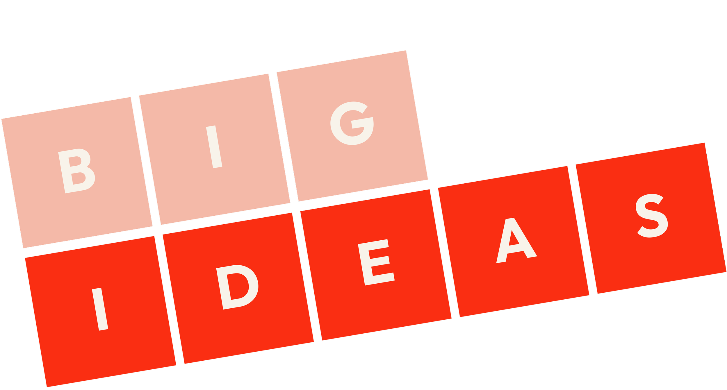 "BIG IDEAS" text in red and pink blocks at an angle.