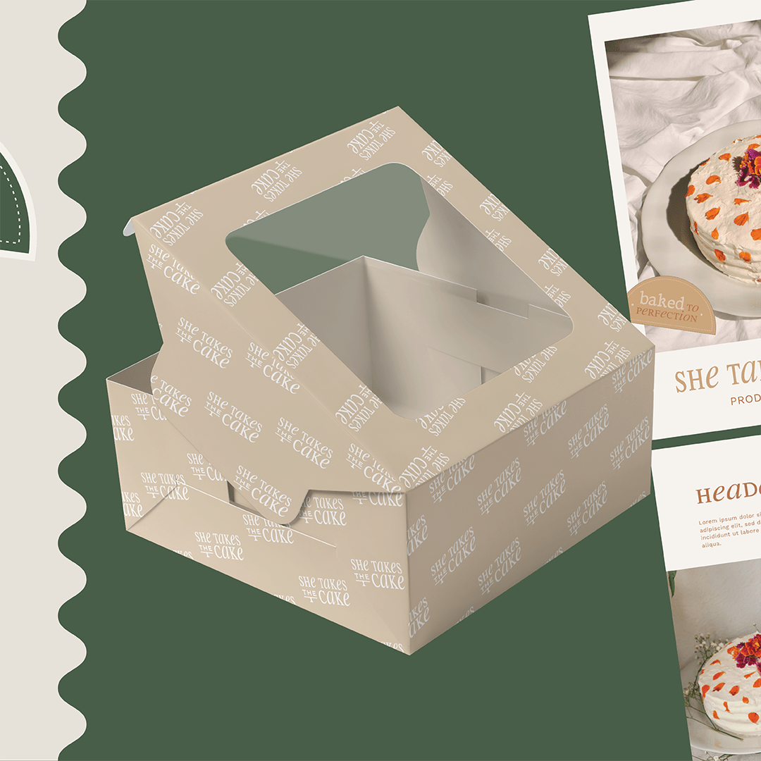 She Takes The Cake brand identity design and digital marketing assets by Complete Street