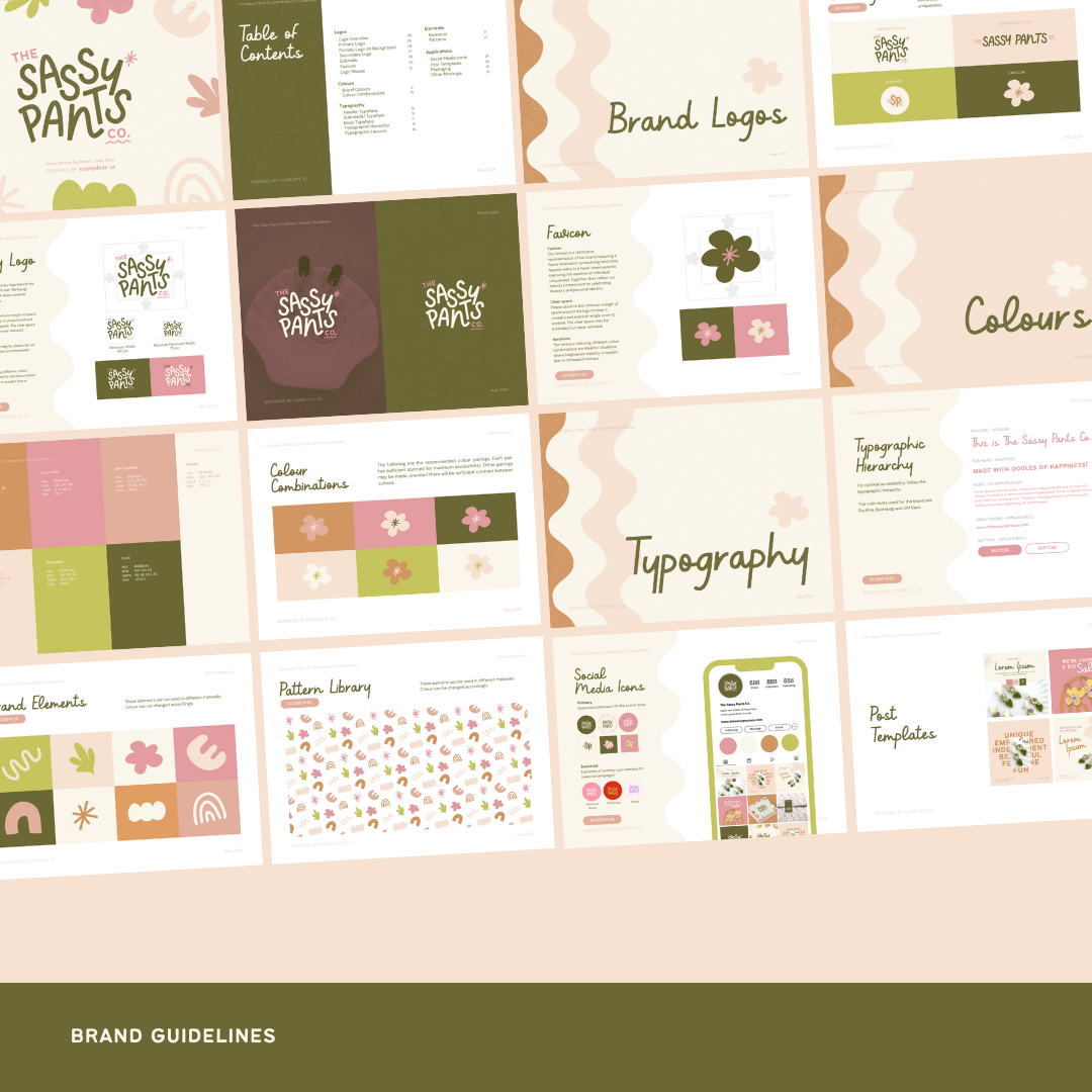 The Sassy Pants Co brand identity design and digital marketing assets by Complete Street