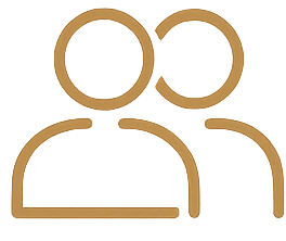 Line drawing of two simple human figures, one slightly behind the other.