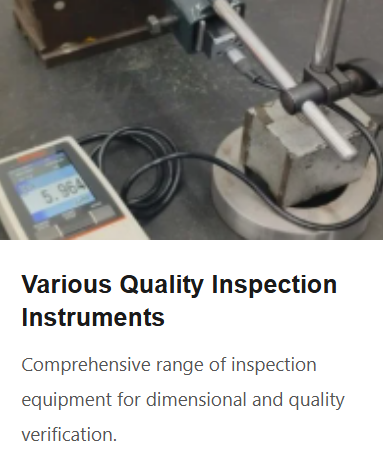 A digital measurement device connected to a metallic rod and a cinder block, used for quality inspection.