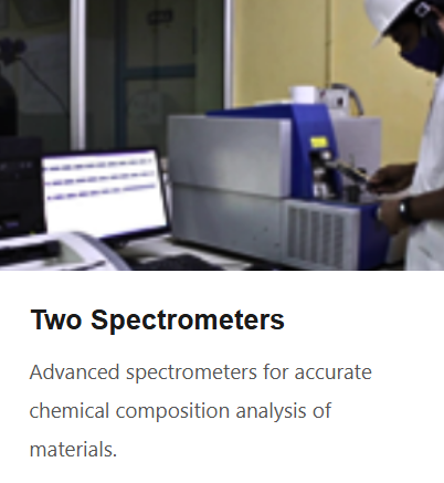 Two spectrometers used for chemical composition analysis in a laboratory setting.