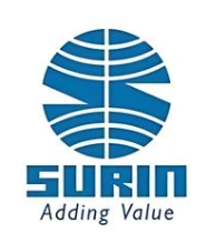 Surim logo with a globe design and the slogan 'Adding Value'