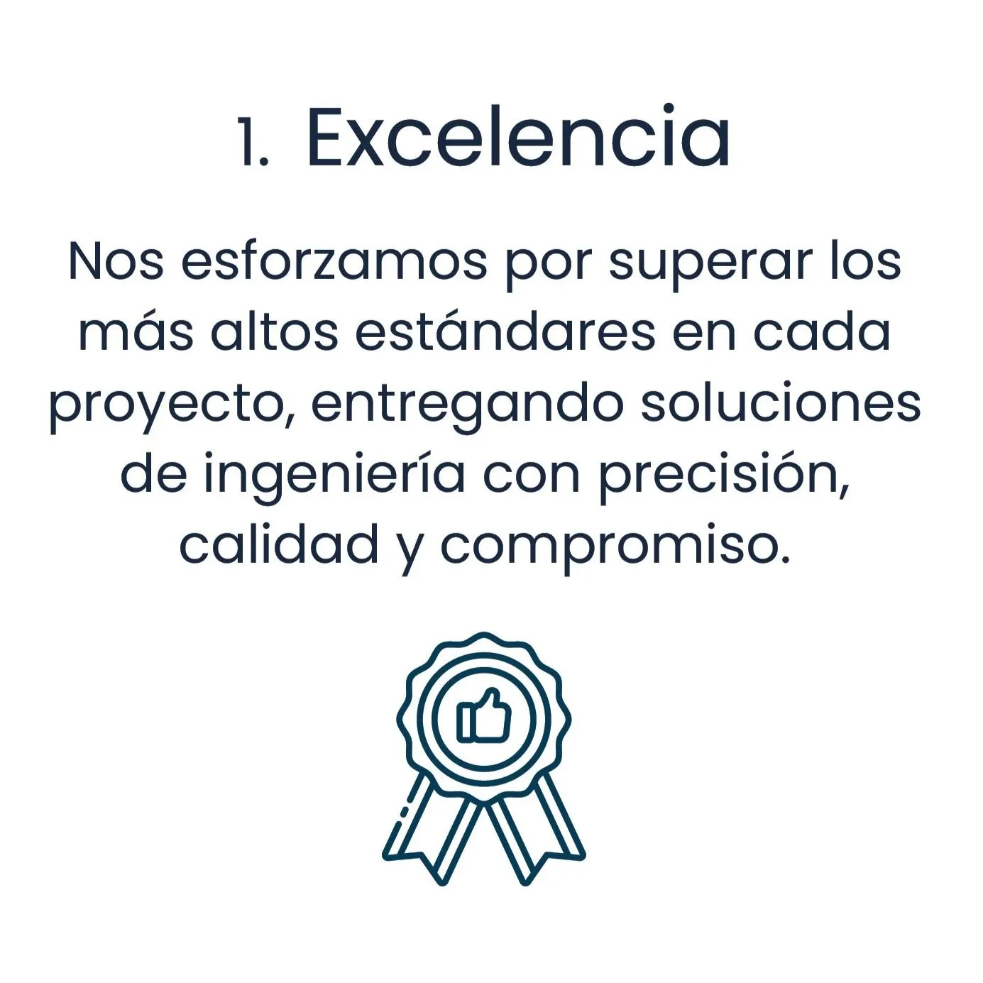 Texto que dice "Excelencia" con un icono de medalla con un pulgar arriba y un lazo