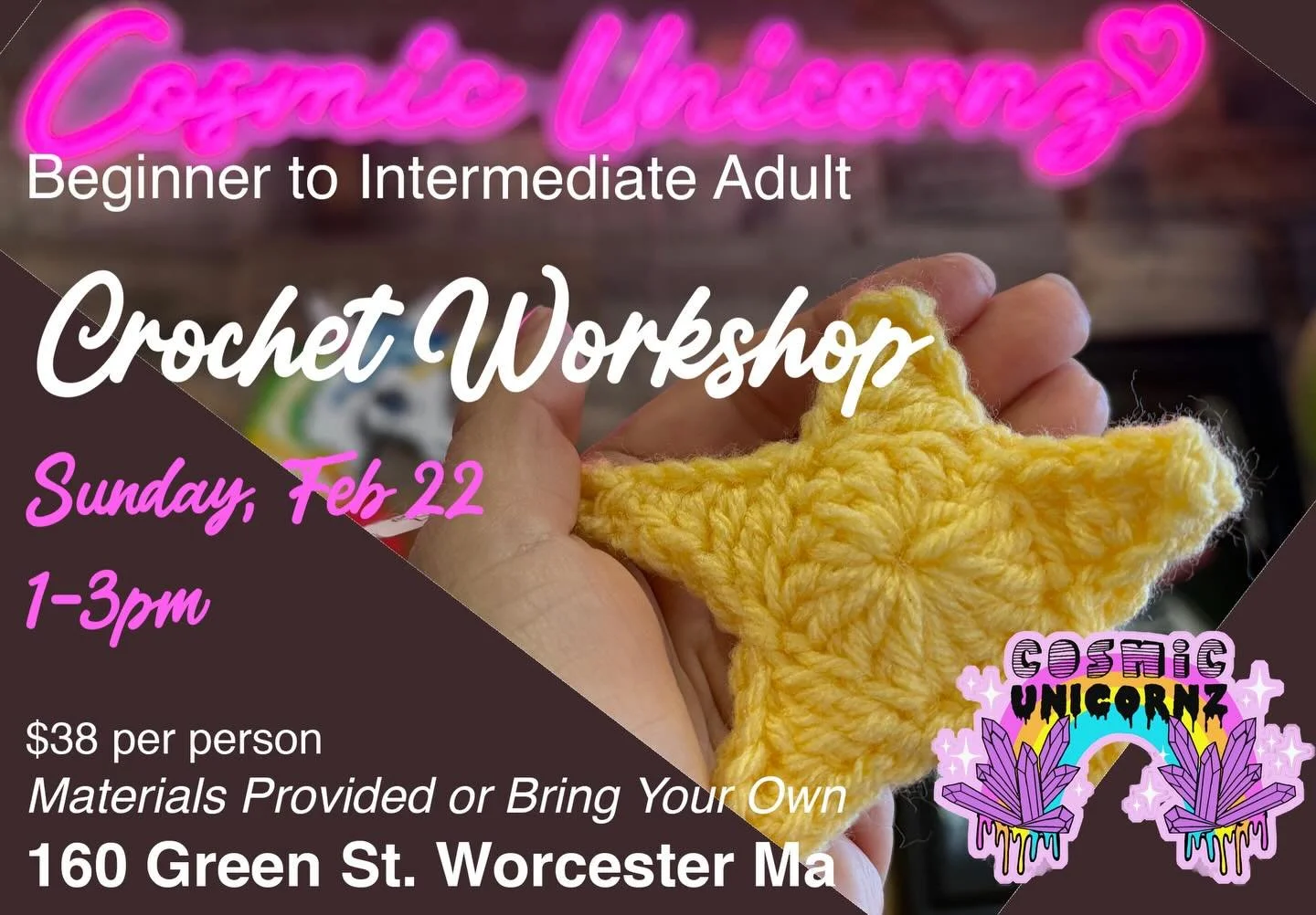 Teaming up with my staff @stacias.stitches and @brighterdayarts and hosting a crochet workshop at my store!!! We're going to rearrange my space for the day and have a group crochet class. VERY limited seating so grab your ticket now- this will sell o