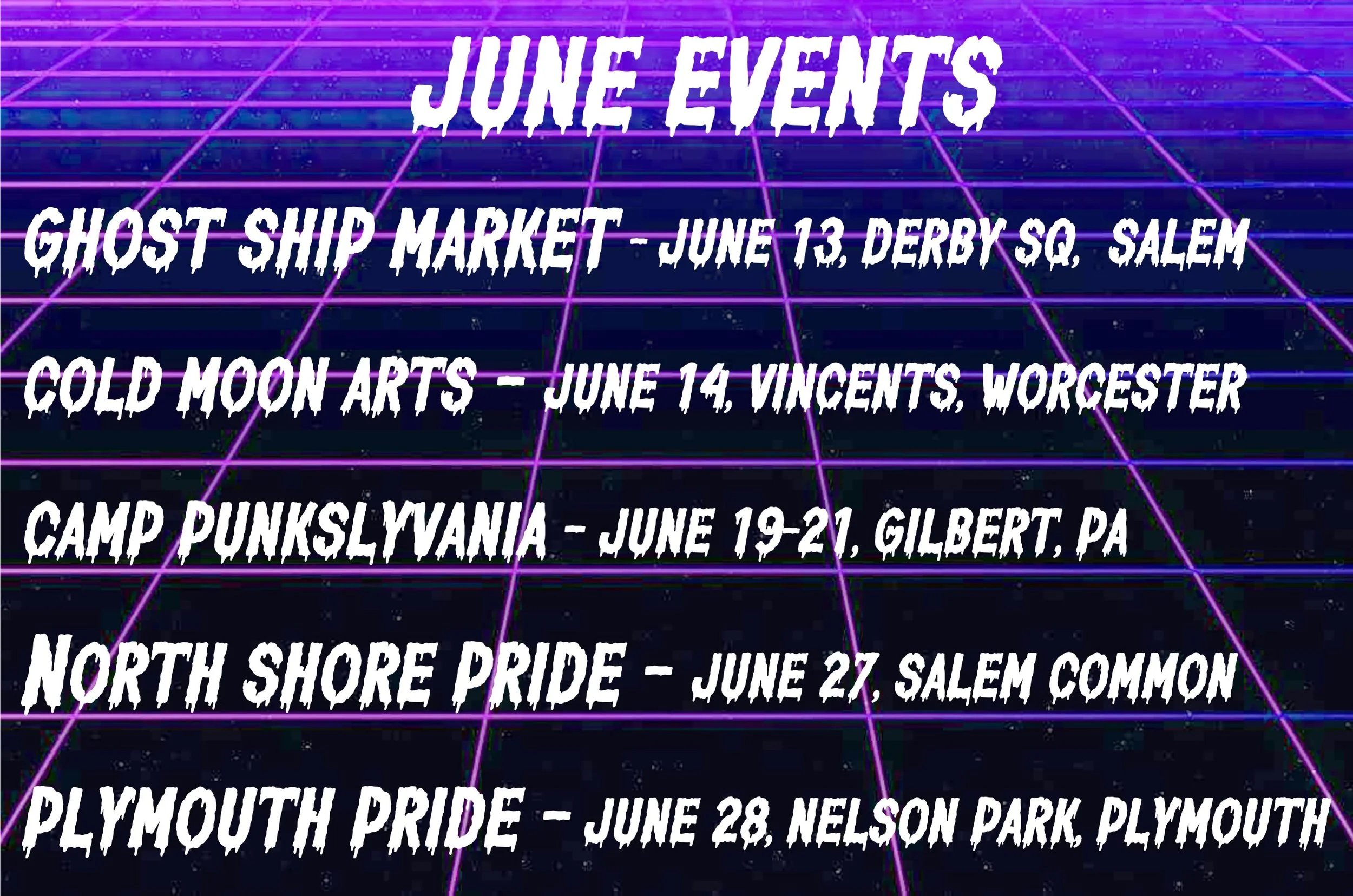 Find @mallgothtrash at these !! @cosmic_unicornz will be at Vincents in Worcester and North Shore/ Plymouth Pride!!! @mallgothtrash