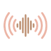 Stylized radio wave icon with concentric arches radiating from a central circle.