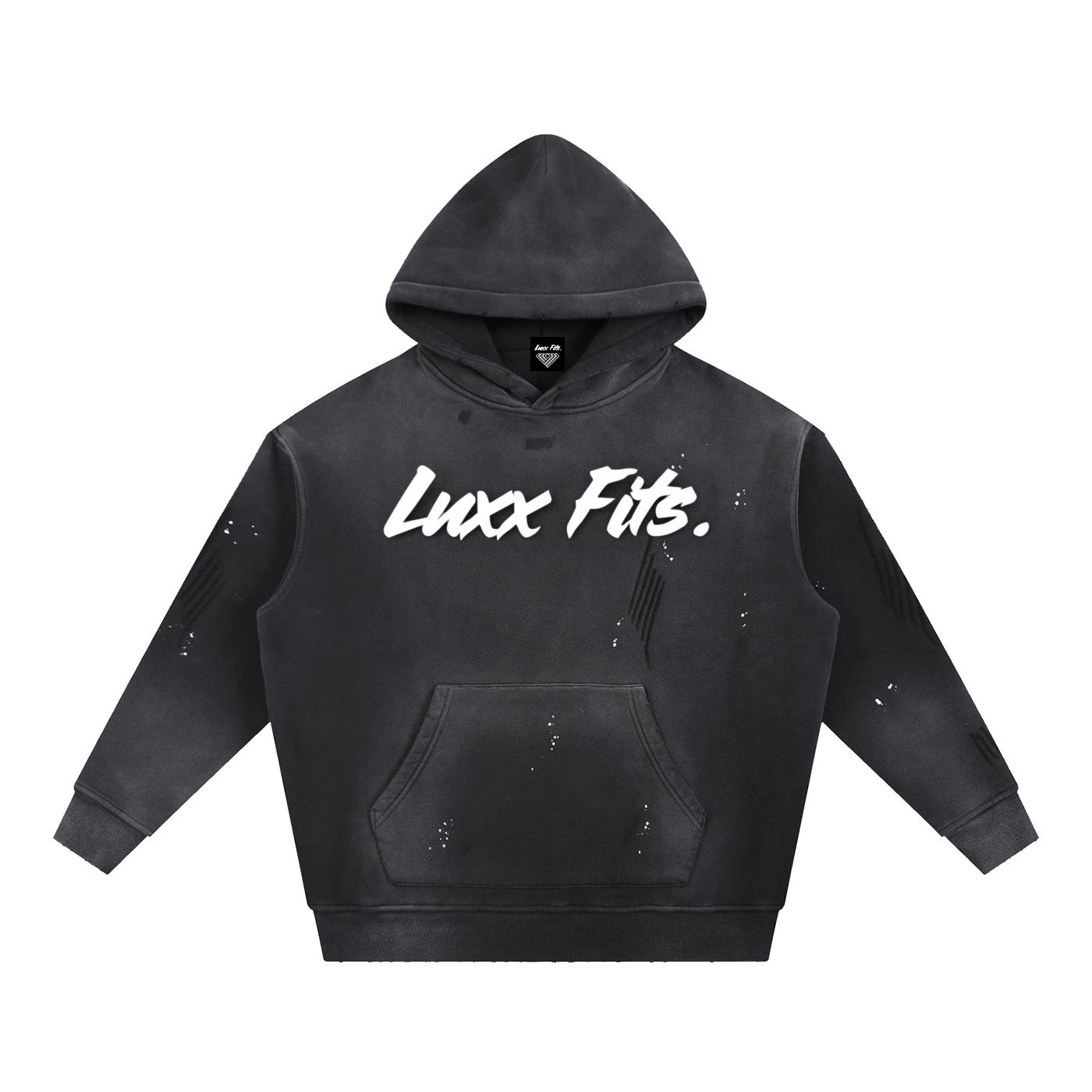 "LUXX FITS" Black Vintage Fleece Hoodie