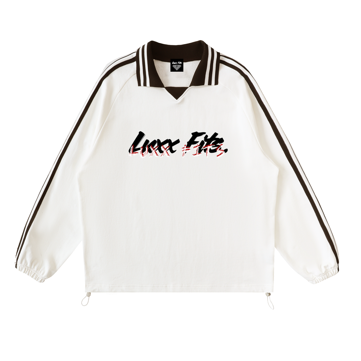 "LUXX FITS" Contrast Striped Collar Sweatshirt