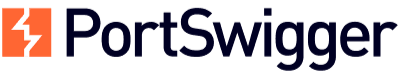 Logo de PortSwigger con texto en azul oscuro y un icono naranja con un rayo.
