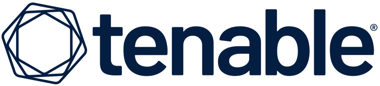 Logotipo de Tenable en color azul oscuro.