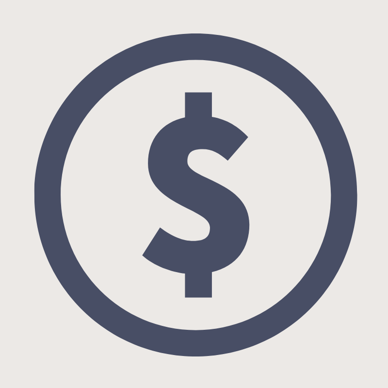 Icon of a dollar sign inside a circle, representing money or finance.