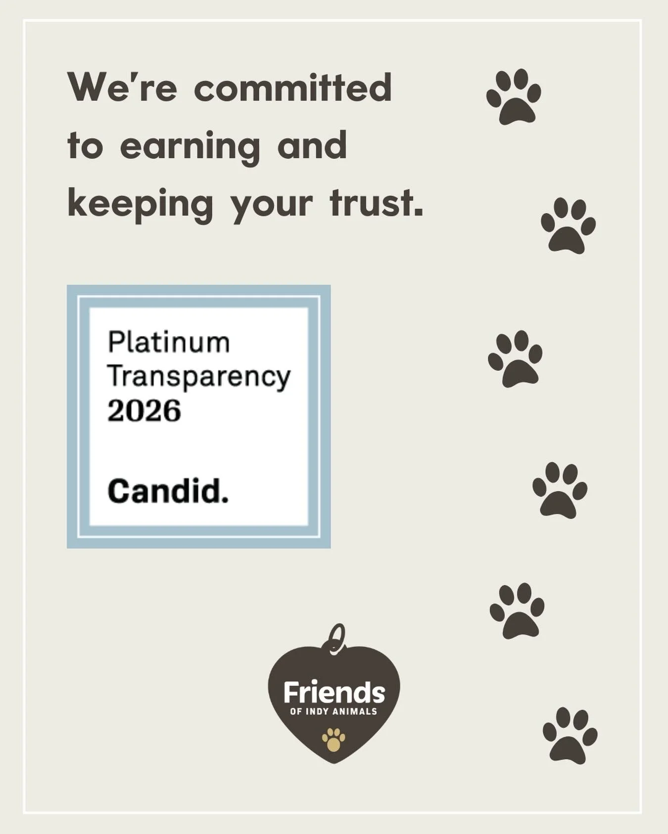 We&rsquo;re proud to share that we earned a Platinum Seal of Transparency from @candiddotorg, a site that vets non profit organizations for honesty, validity, and impact. 🏆

You can learn more about it in the link in our bio!