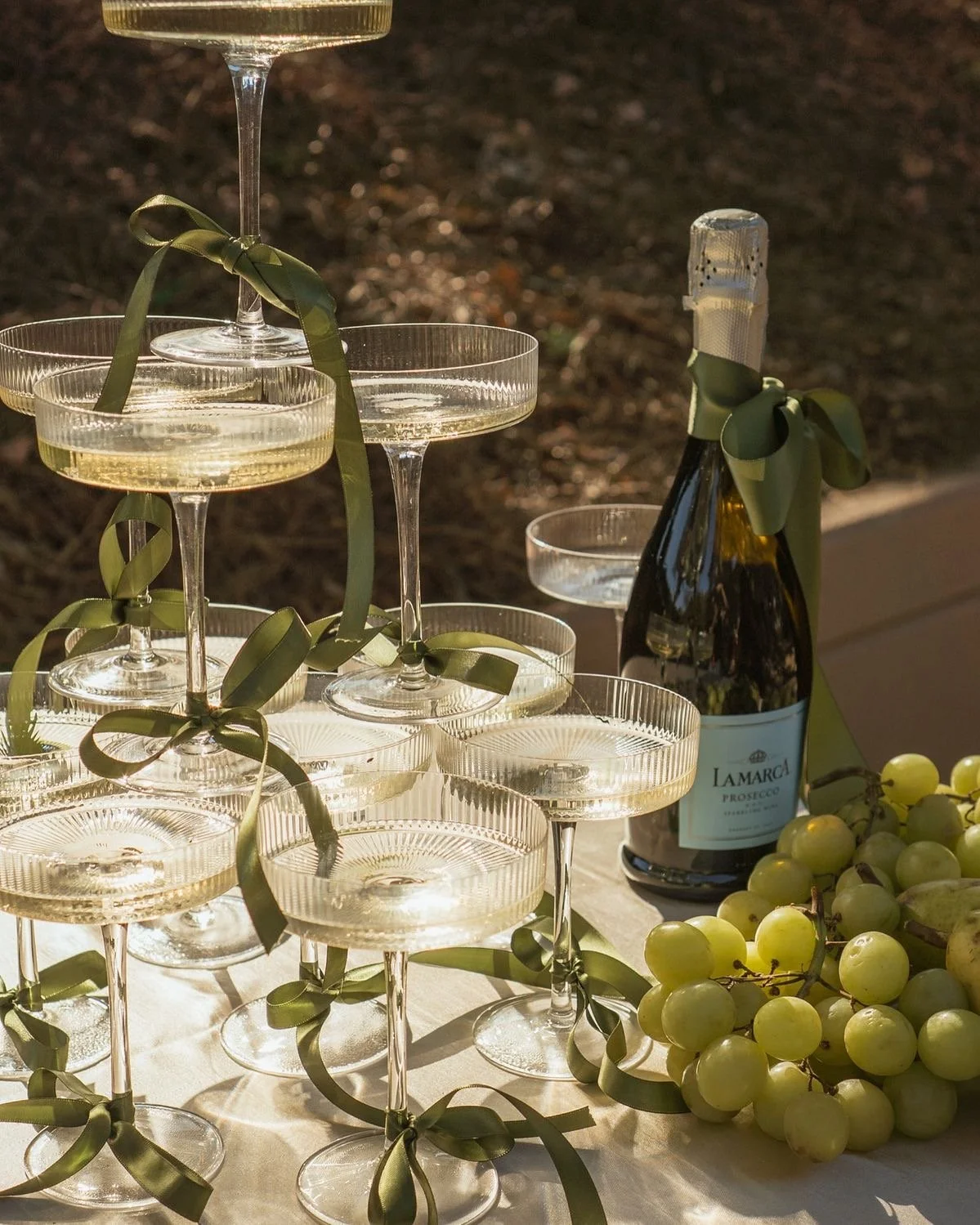 Champagne tower at event hosted by Brisbane's best celebrant. MC, and Day-of Coordinator
