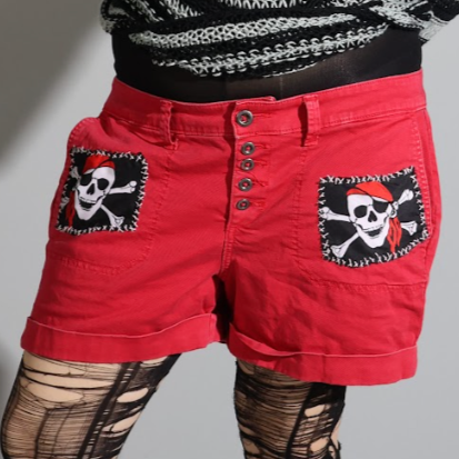 Red Patchwork Shorts ☠︎︎