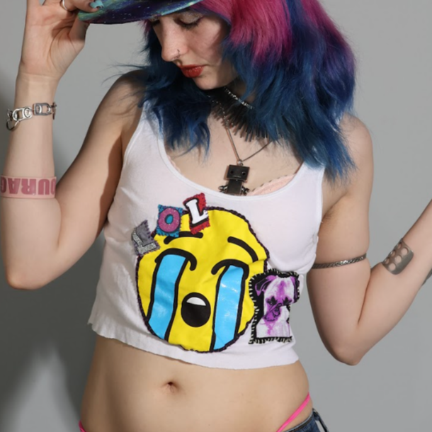 "LOL" emoji tank top