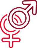 Icon depicting male and female gender symbols intertwined