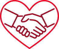 Heart shape made of two hands shaking