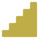 A gold-coloured staircase icon ascending from left to right.