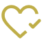 Gold heart with a tick integrated
