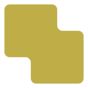 A gold-colored abstract icon.