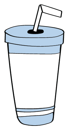 Simple illustration of a disposable drink cup with a lid and straw.