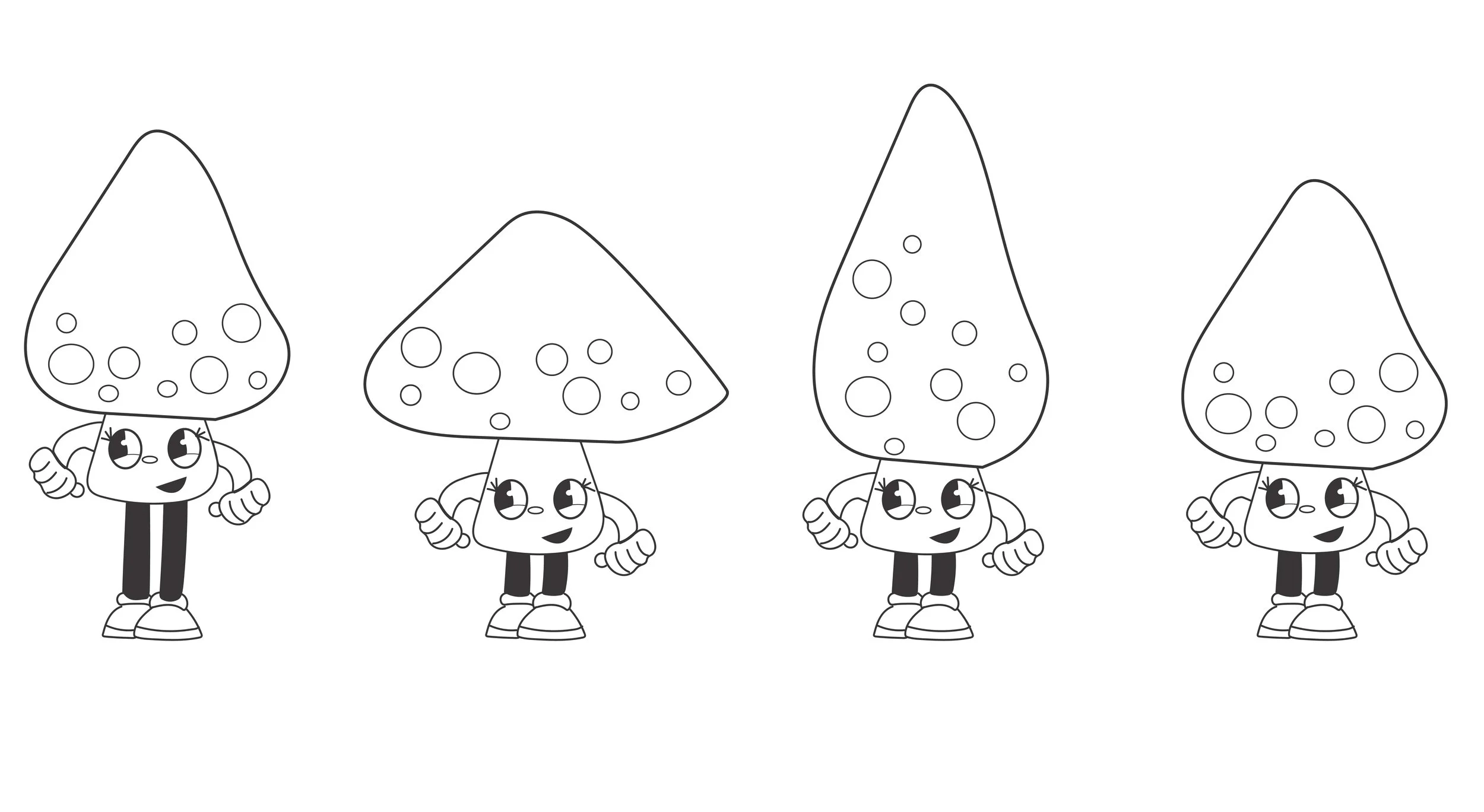Illustrated sketches of mushroom mascot.