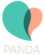 A stylised PANDA (Perinatal Anxiety & Depression Australia) logo with a teal and peach color scheme, and the word 'PANDA' underneath.
