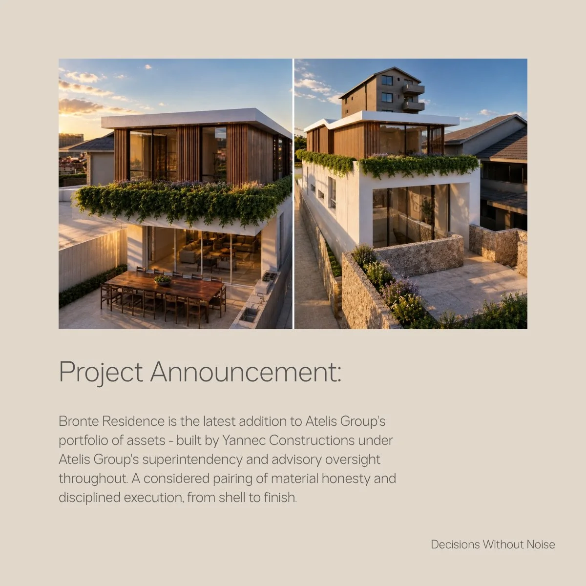 Bronte Residence - the latest addition to Atelis Group&rsquo;s portfolio.

Built by @yannec.construction , under Atelis Group&rsquo;s superintendency and advisory oversight throughout. 

Material honesty, disciplined execution, shell to finish.
Const