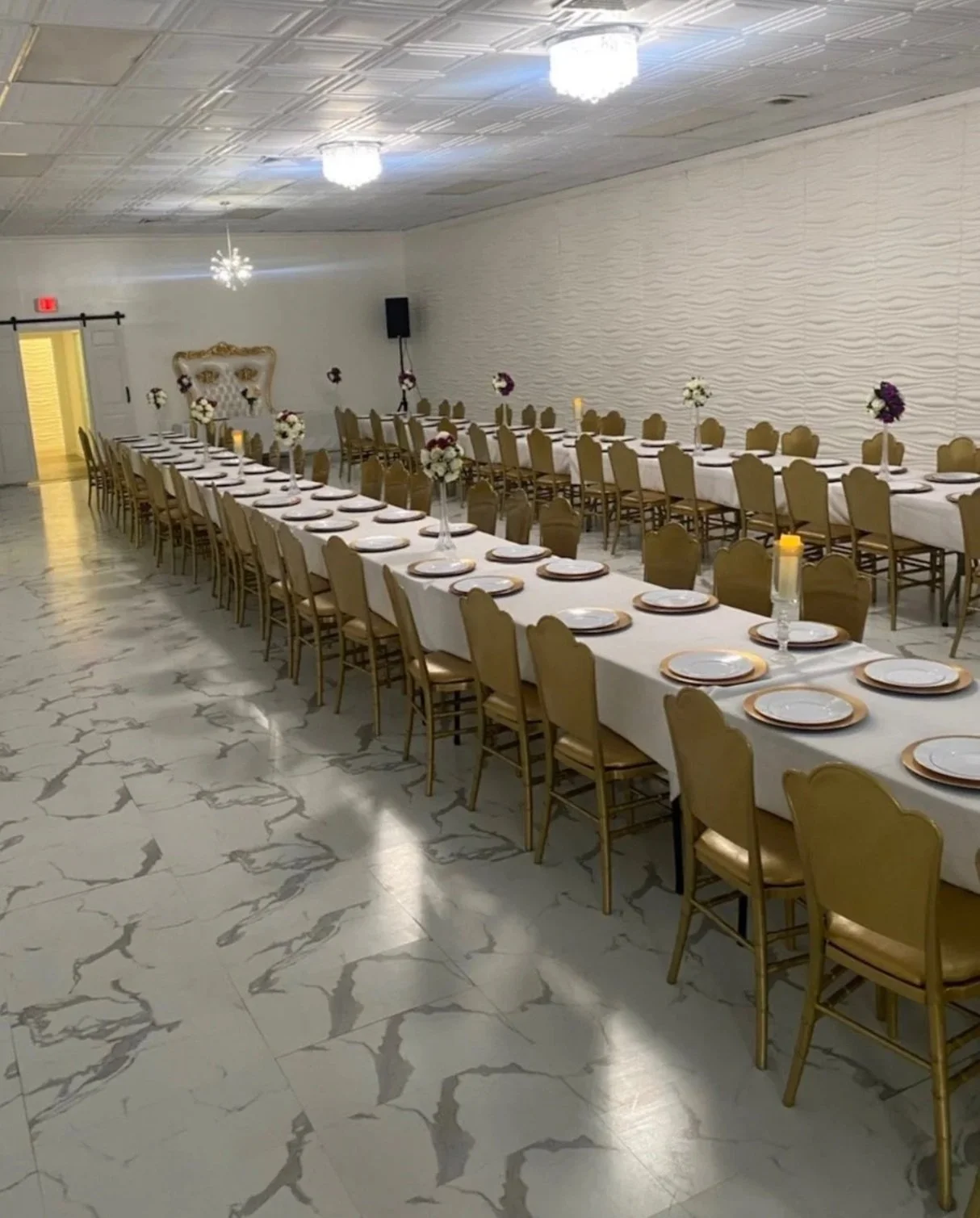 Long banquet table, classy decoration, event decorators in DMV area (Baltimore, Owings Mills, Randallstown, etc.)