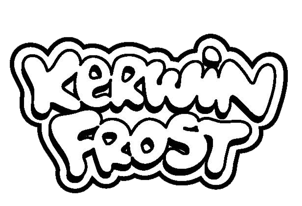 Stylized black and white text that reads "Kerrymon Froot" in graffiti style.
