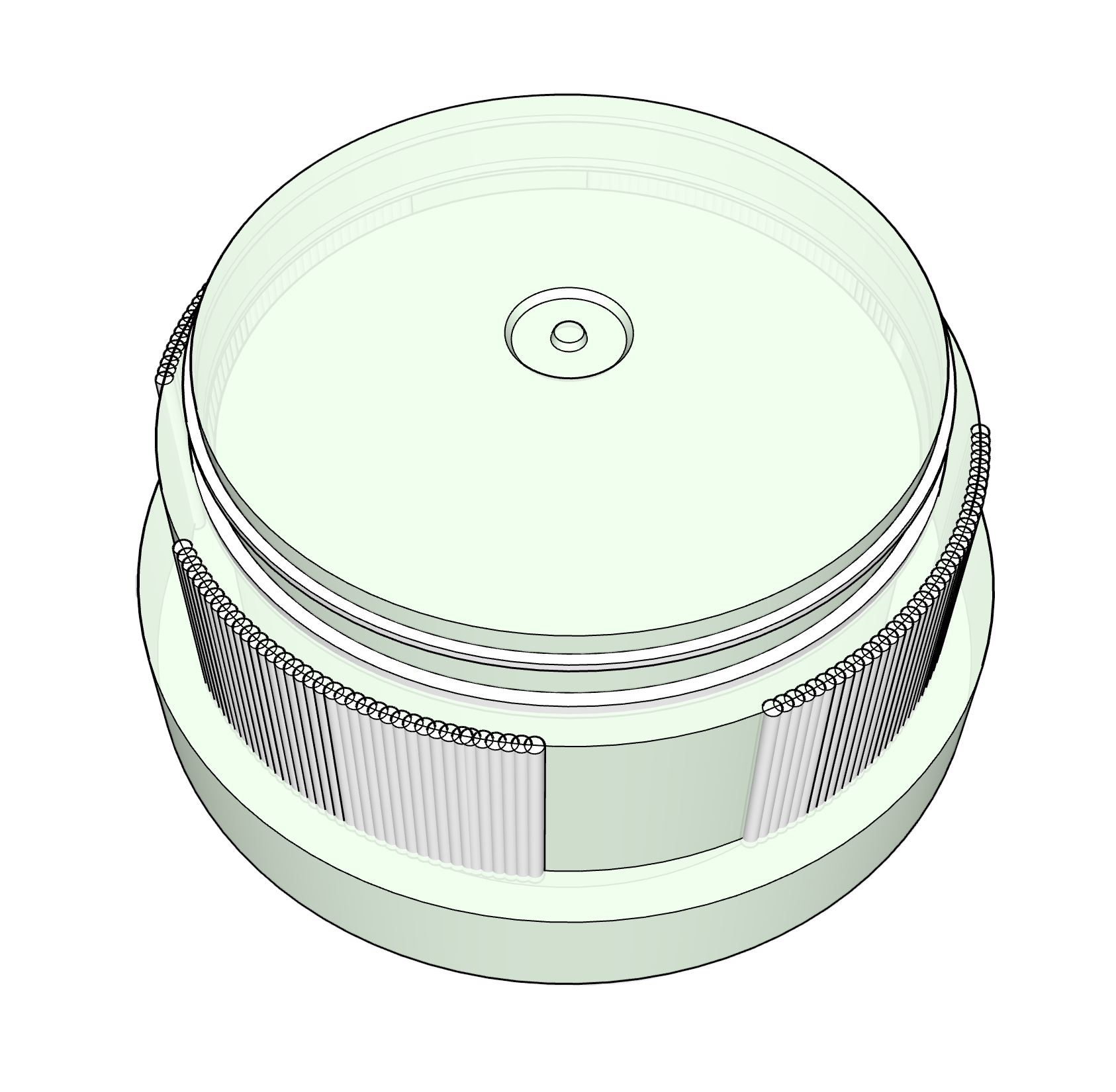 A detailed technical drawing of a pill bottle lid