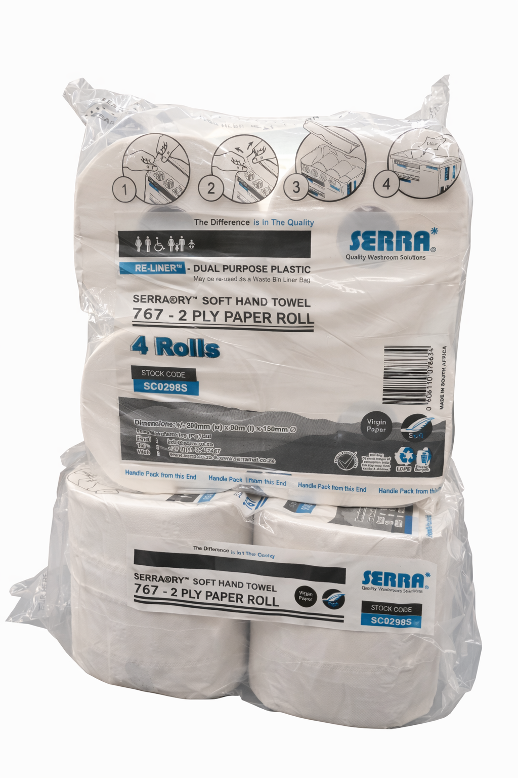 Serra®Dry™ Soft 2 Ply Hand Towel Rolls - Pack Size 4 (767)