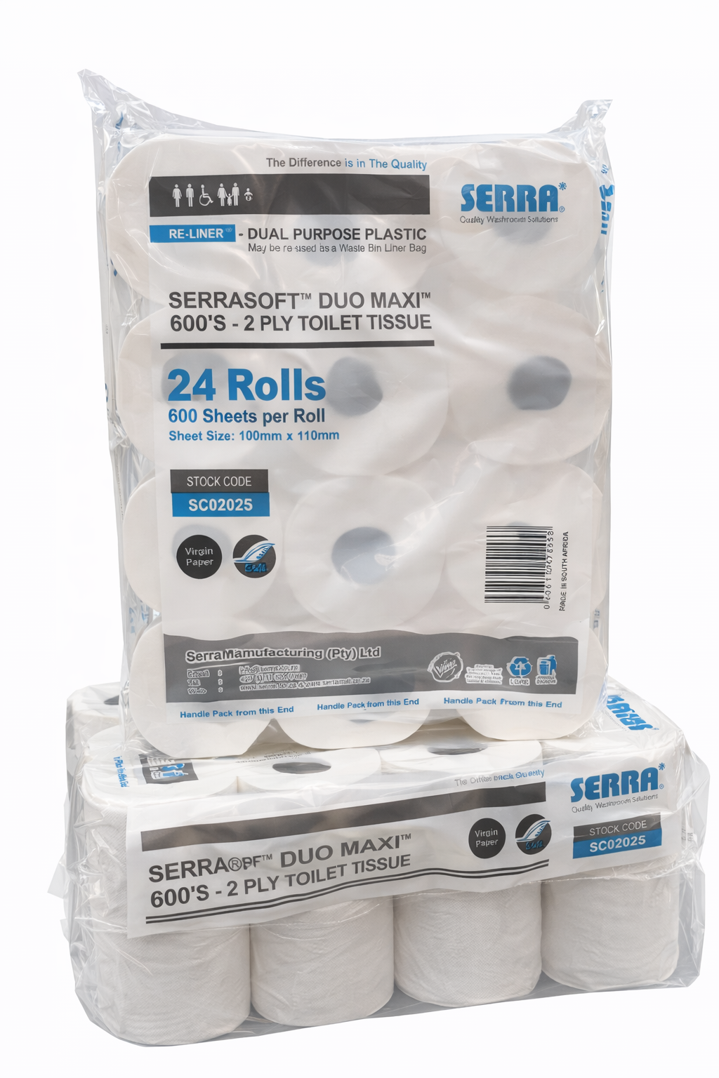 Serra®Soft™ Duo™ Maxi 2 Ply Virgin Paper - Pack Size 24 - 600 Sheets