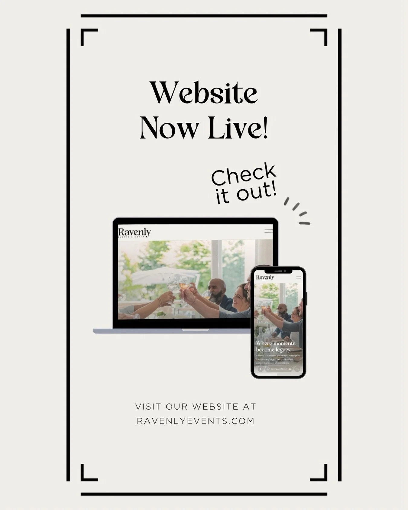 Big news! 🎉💻
 
We have been working on more than just renovations&hellip;. Our website is NOW LIVE and we are SO EXCITED to share it with you all! Everything is happening so fast and we are ready for it all. 
Check out our website- Ravenlyevents.co