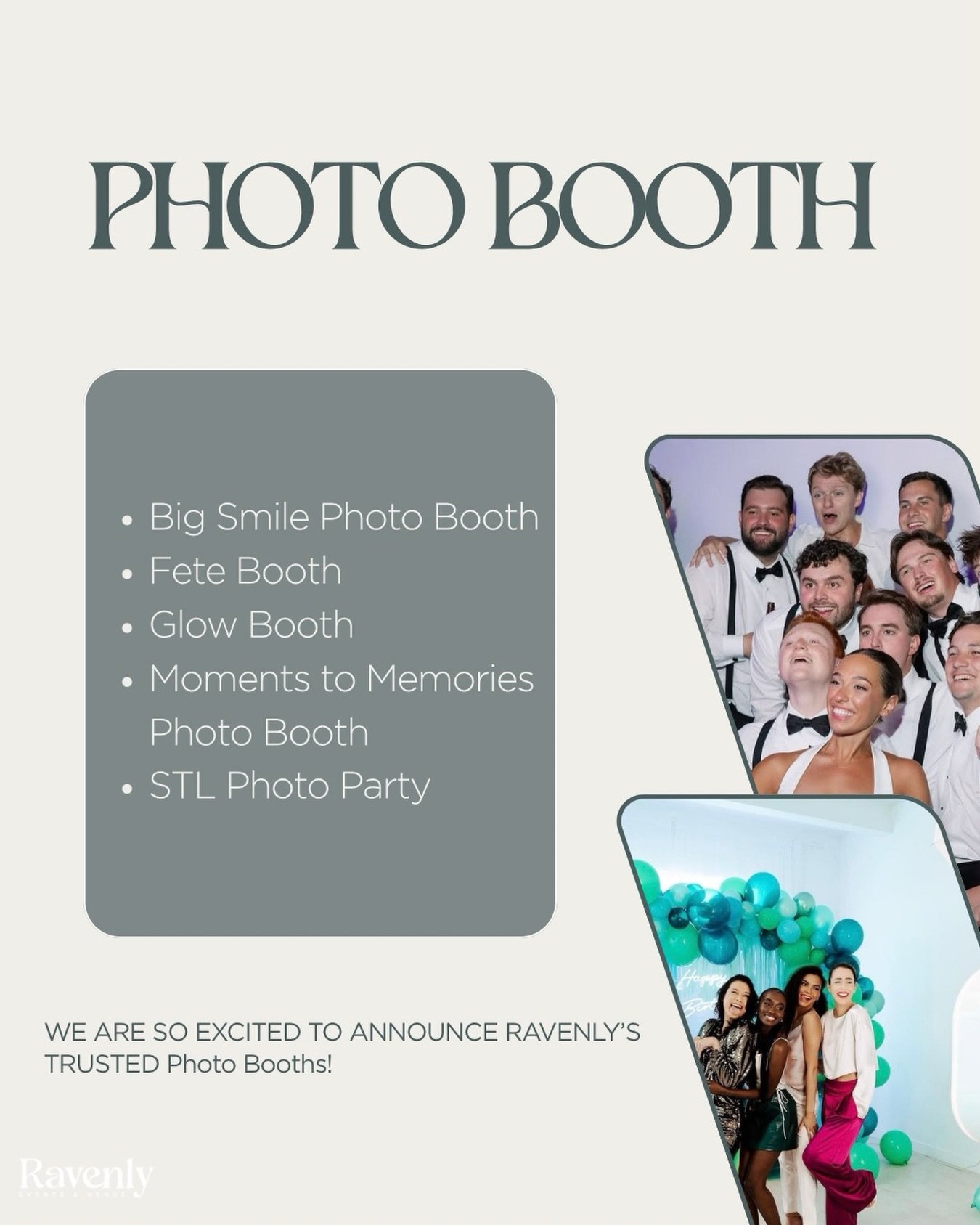 INTRODUCING RAVENLY&rsquo;S TRUSTED PHOTO BOOTHS 📸🤍✨

We&rsquo;re so happy to officially introduce our trusted Photo Booth vendors! Photo booths are the perfect way to capture the fun, silly, and unforgettable moments you share with your friends an