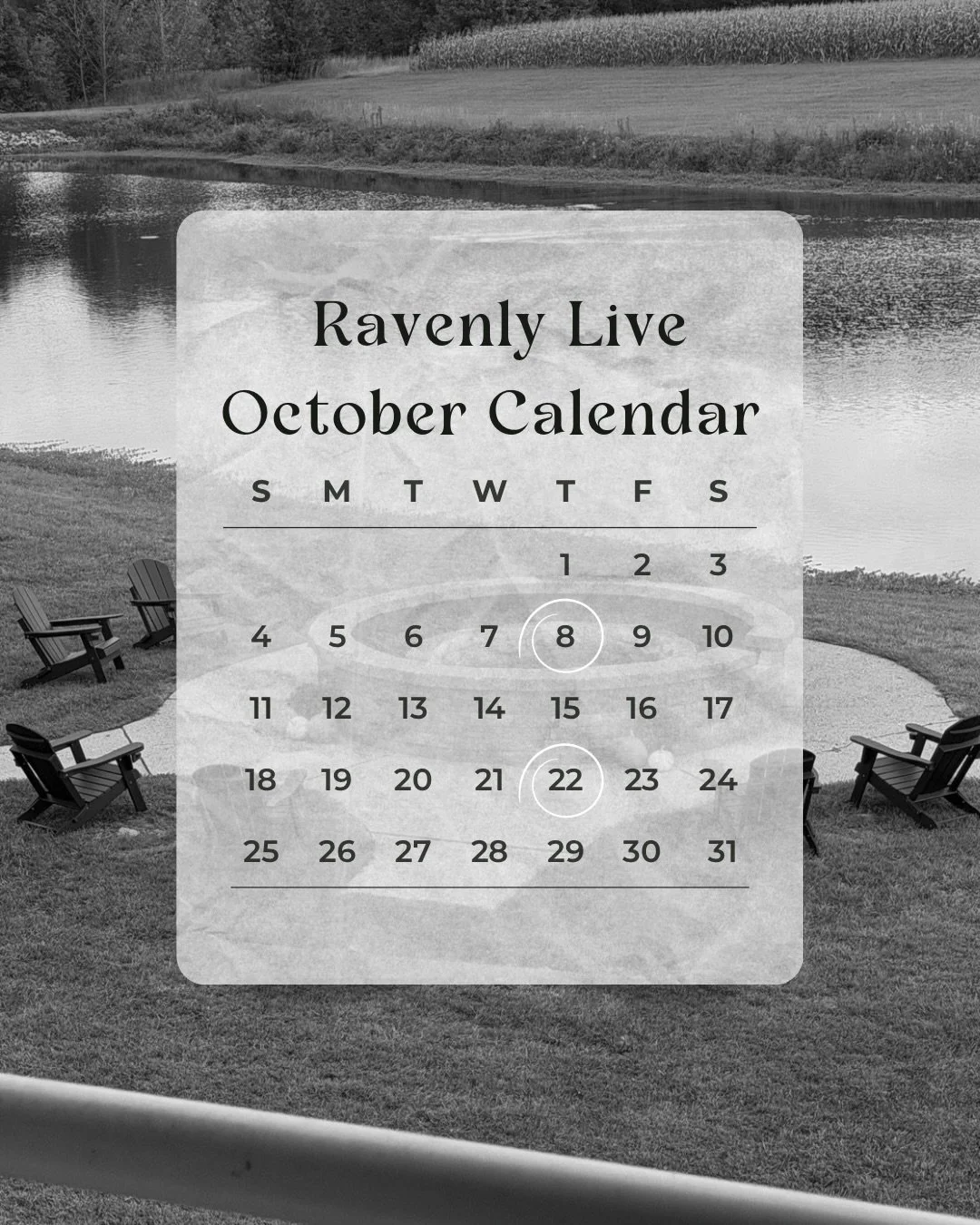 RAVENLY LIVE | OCTOBER LINEUP🍂🎶

IMPORTANT: Ravenly is NOT open to the public every Thursday! We are only open to the public on the dates listed below for Ravenly Live events.
 
Join us: 
📍 Ravenly Events &amp; Venue- Outside on our Upper Terrace 