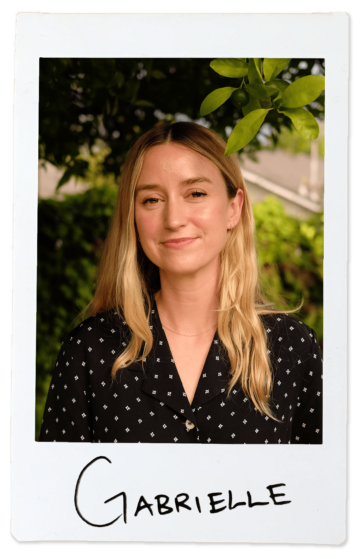 A polaroid portrait of Gabrielle.