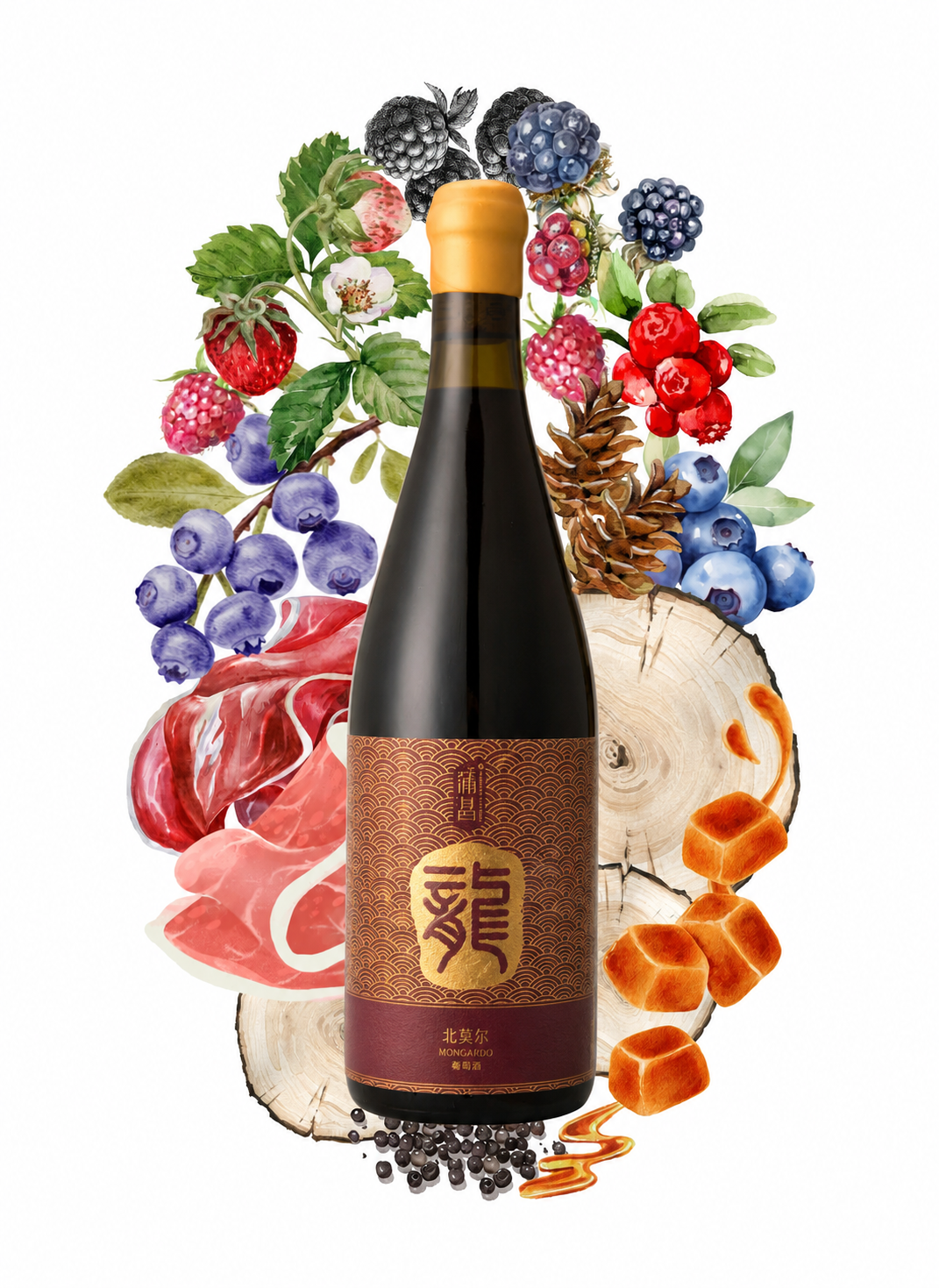 Botella de Puchang Beichun Tinto 2018 "Dragon Limited Edition", vino de Xinjiang, China