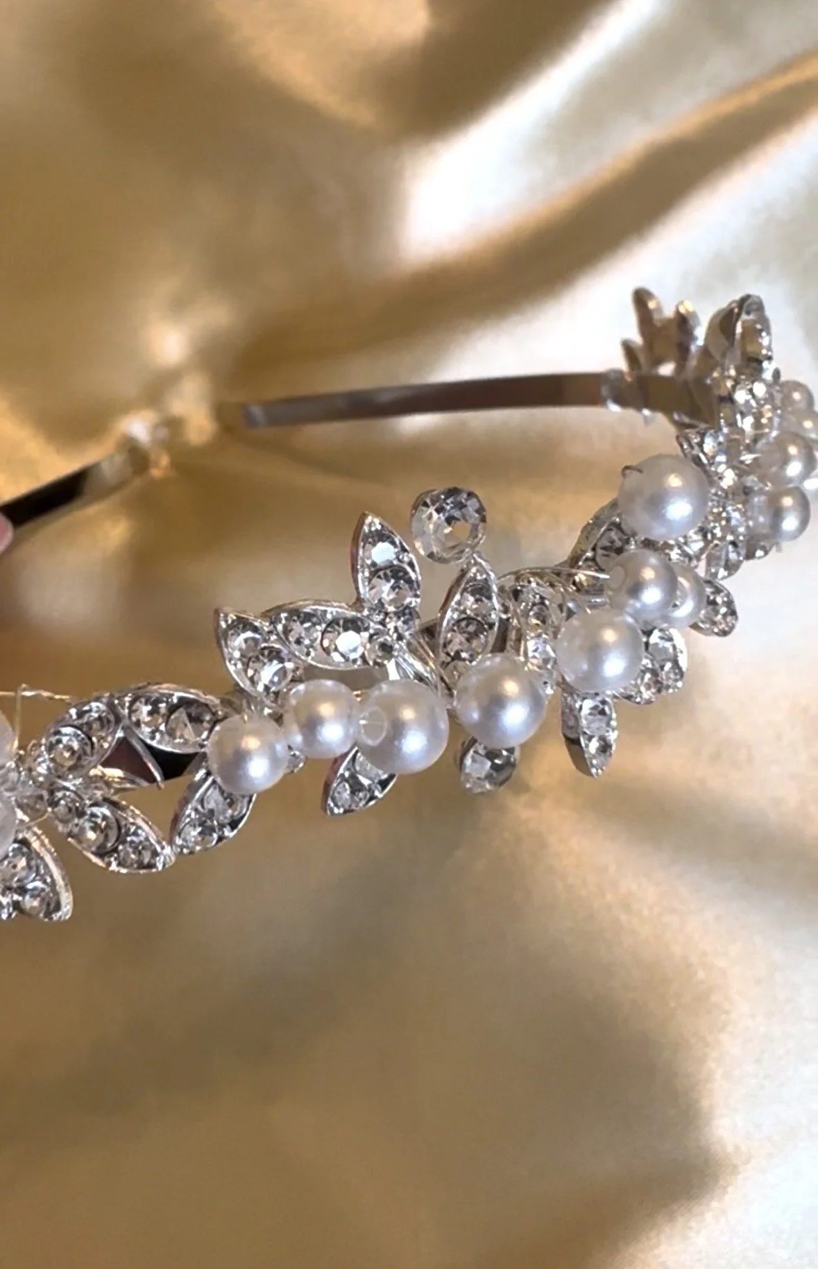 Bridal Tiara - Pearl & Crystal Silver