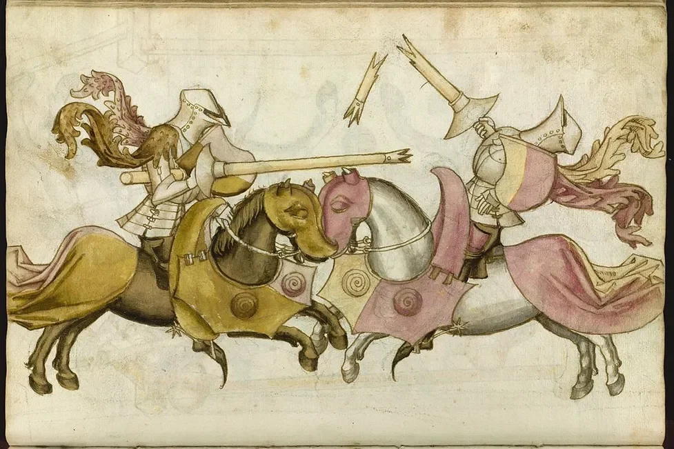 Knight Striking Another with Lance